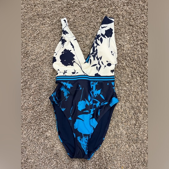 Ted Baker Other - Ted Baker London Navy Blue White Floral Halter one piece Swimsuit size 2